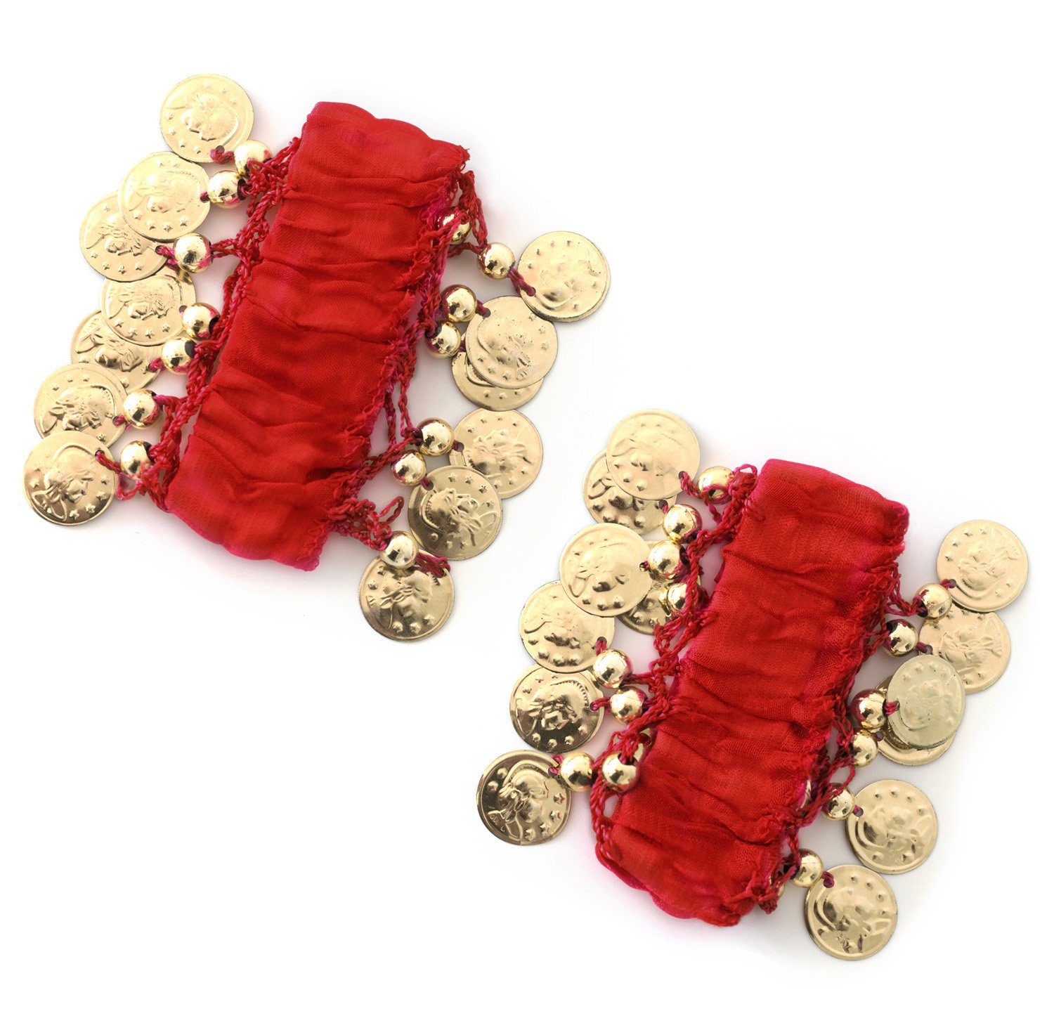 MyBeautyworld24 Armband Belly Dance Handkette (Paar) Fasching Armbänder rot