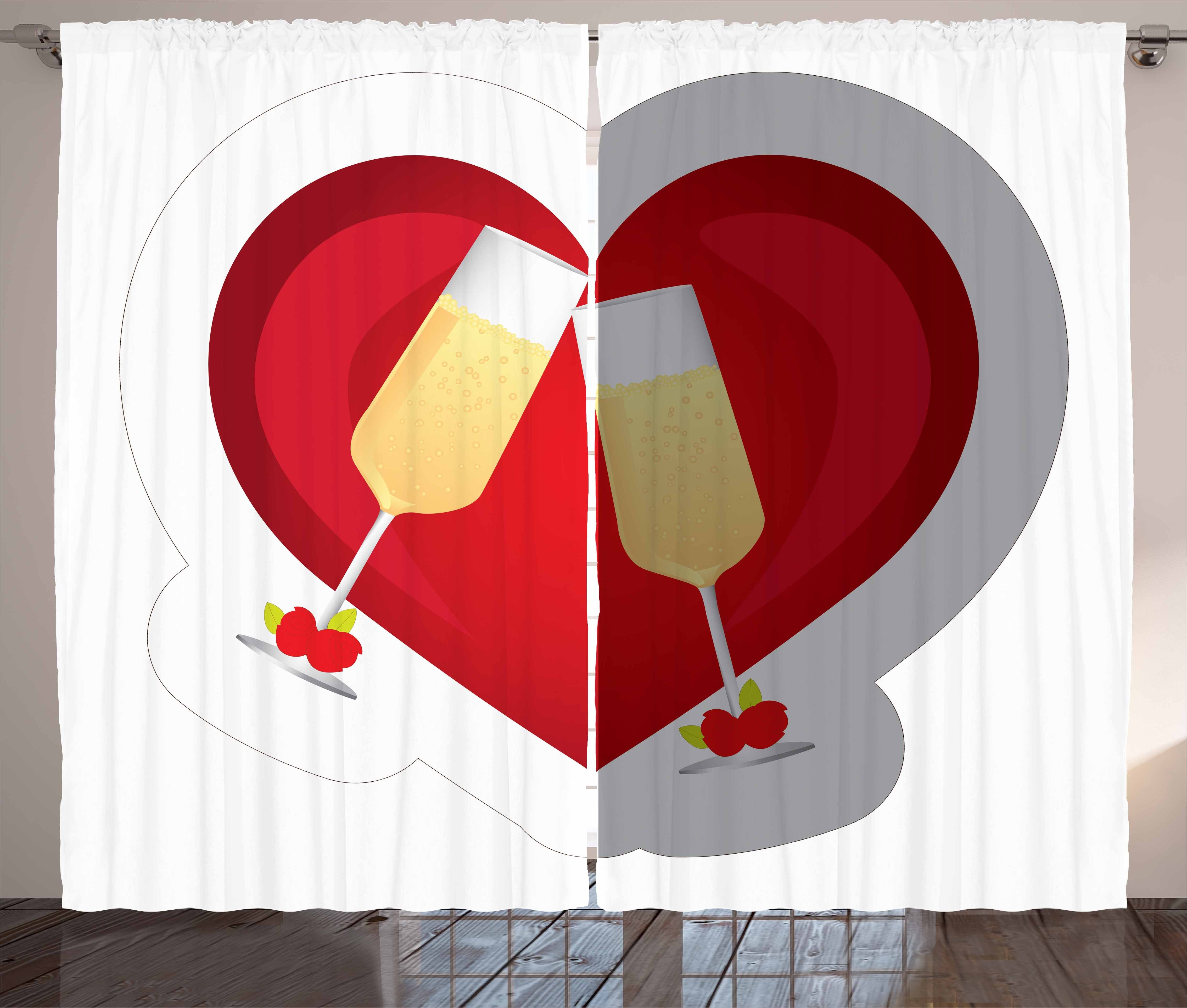 Gardine Schlafzimmer Kräuselband Vorhang mit Schlaufen und Haken, Abakuhaus, Engagement Champagner-Gläser