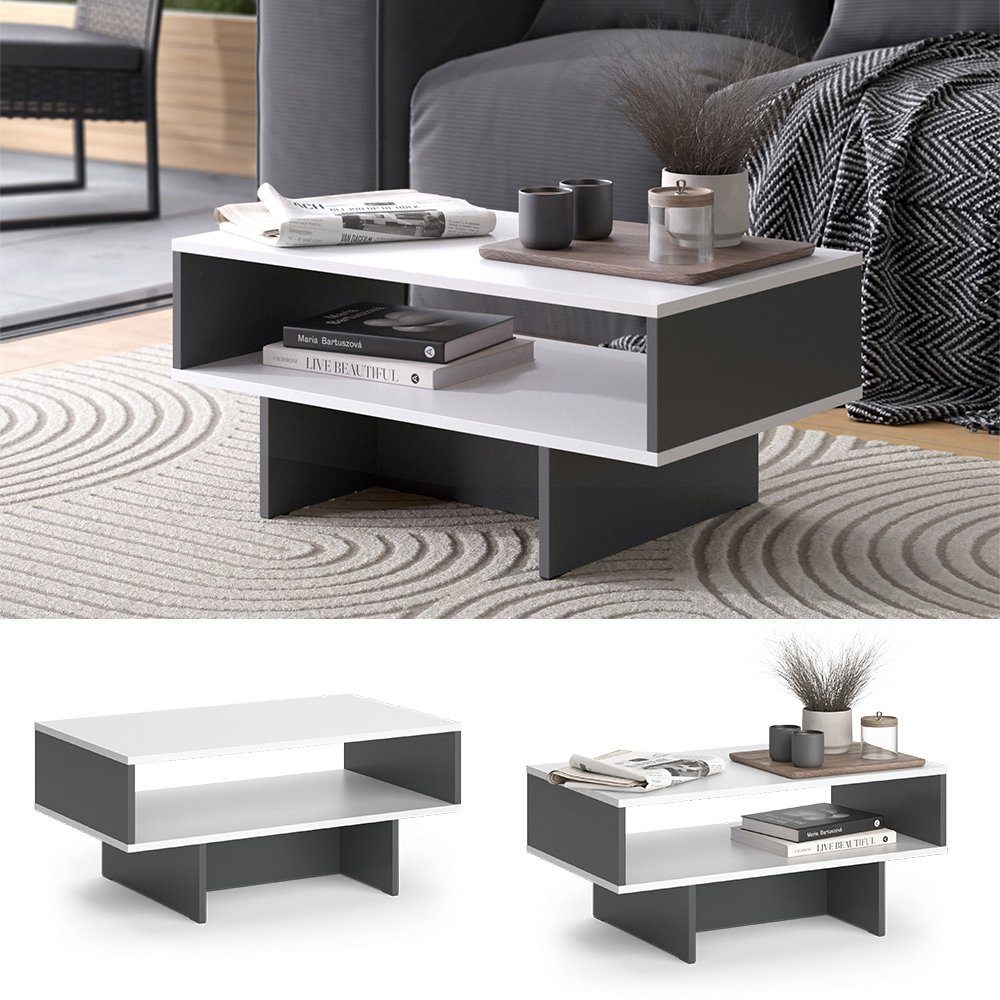 Vicco Couchtisch Josef, Anthrazit/Weiß, 80 x günstig online kaufen