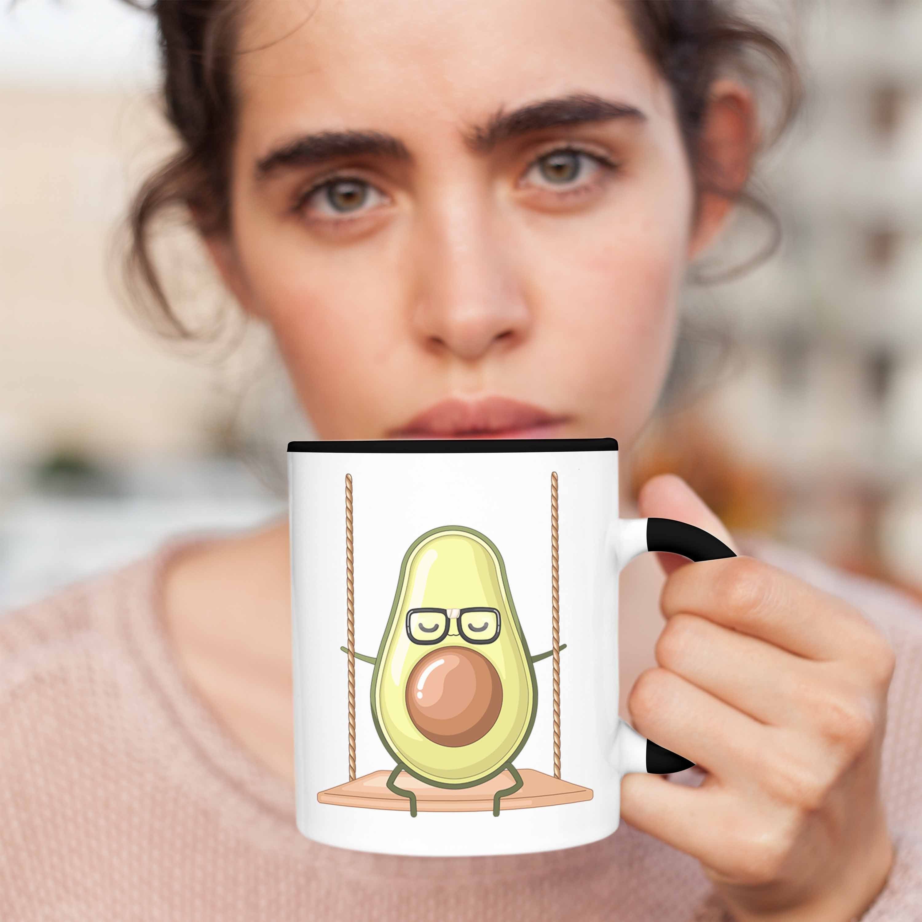 Trendation Tasse Lustige Tasse Originelle Avocado-Motiv Geschenkidee für Schwarz mit - Avocado