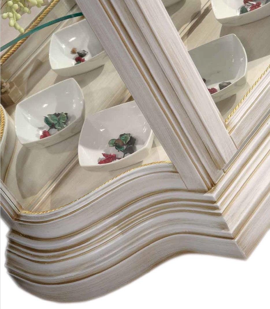 JVmoebel Vitrine Luxus Holz Vitrine Anrichte Möbel Design Italienische Weiß Schränke