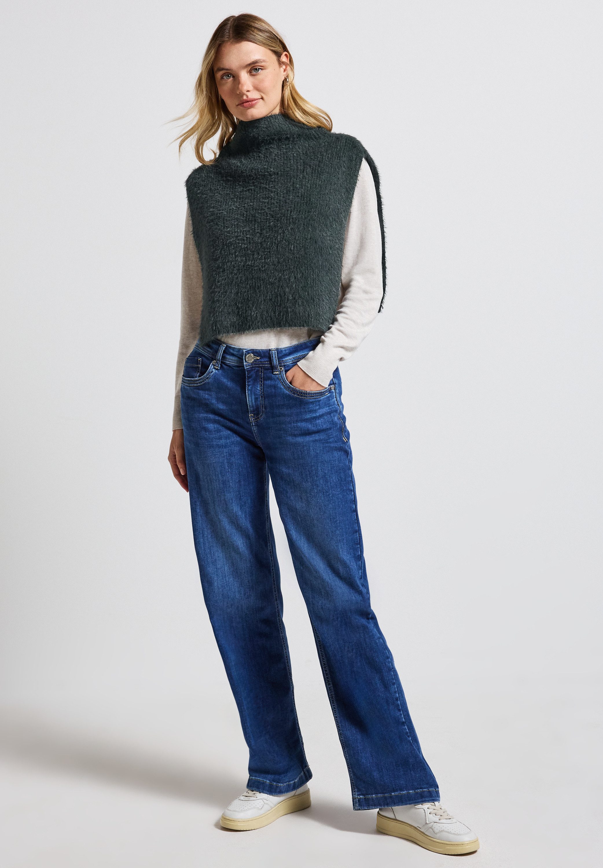 STREET ONE Strickponcho mit Federgarn