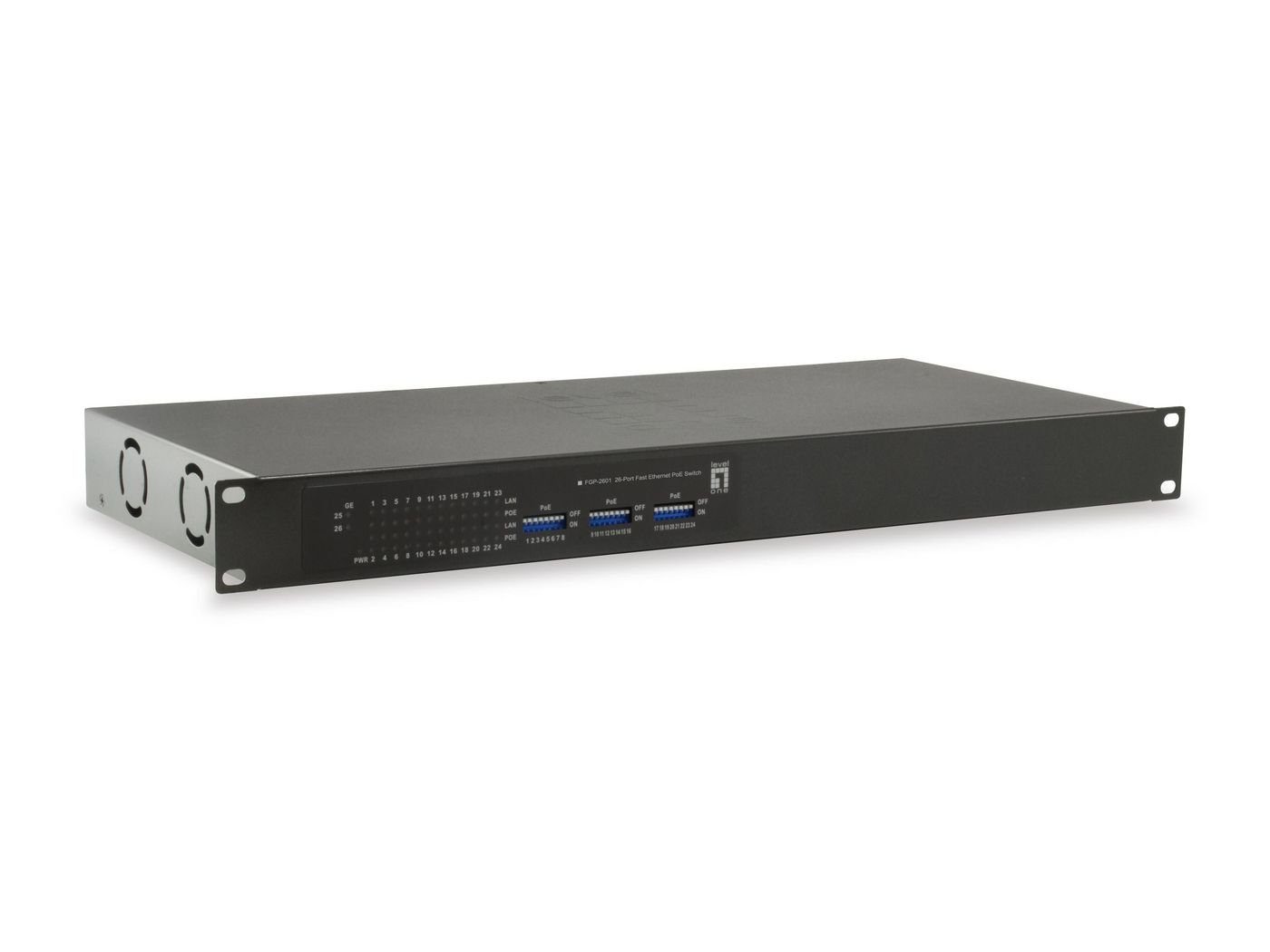 LEVEL ONE LEVELONE Switch 24x FE FGP-2601 2xGE 19"" 150W 24xPoE Netzwerk-Switch