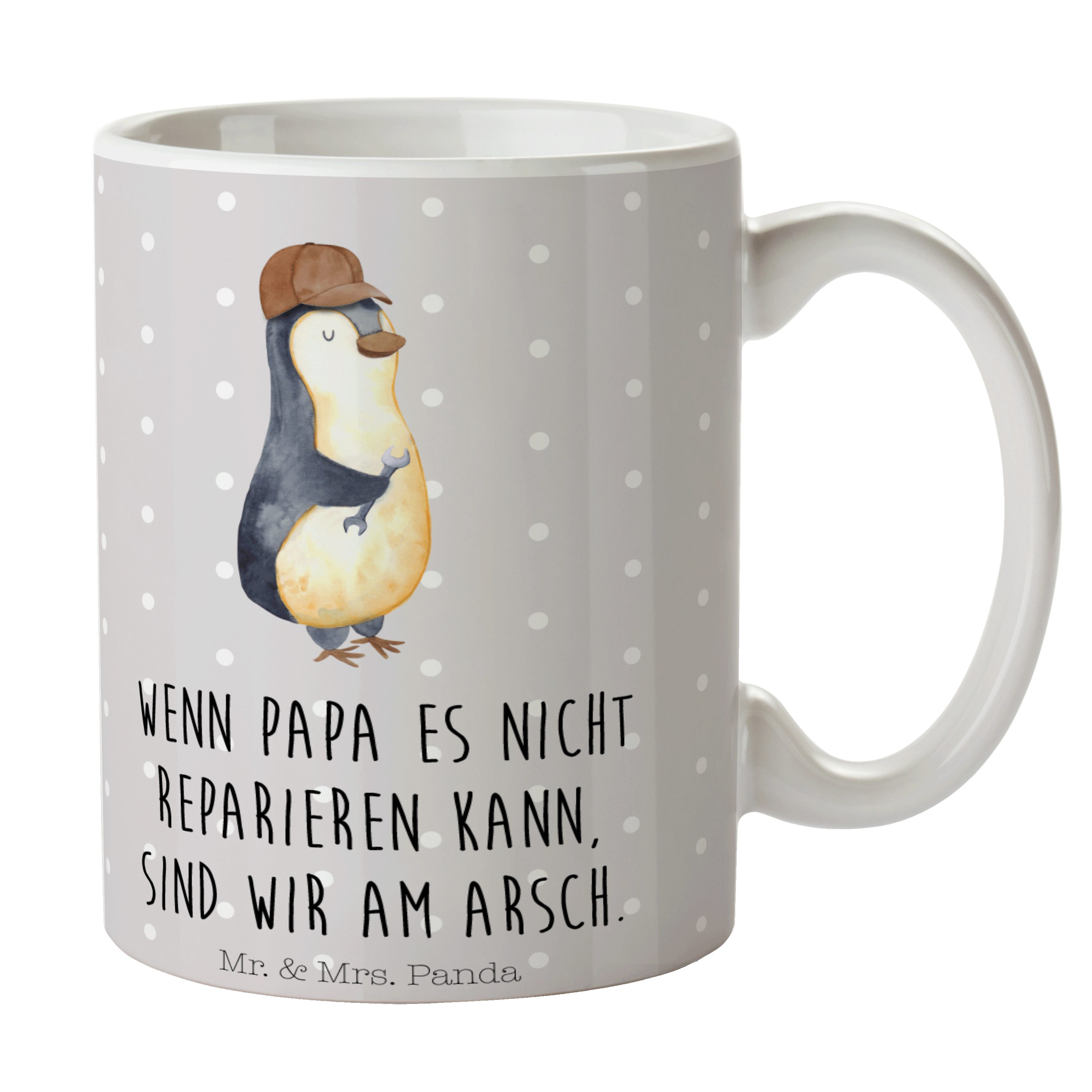 - Grau mit - Tasse Pinguin Geschenk, Panda Mrs. & Mr. Schraubenschlüssel Pastell Keramiktass, Keramik