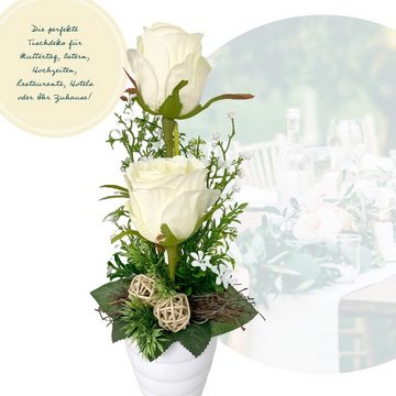 Gestecke Blumengesteck Tischdeko Hochzeit Gestecke aus Kunstblumen 76 Rosen Künstlich, PassionMade, Höhe 37 cm, im Topf