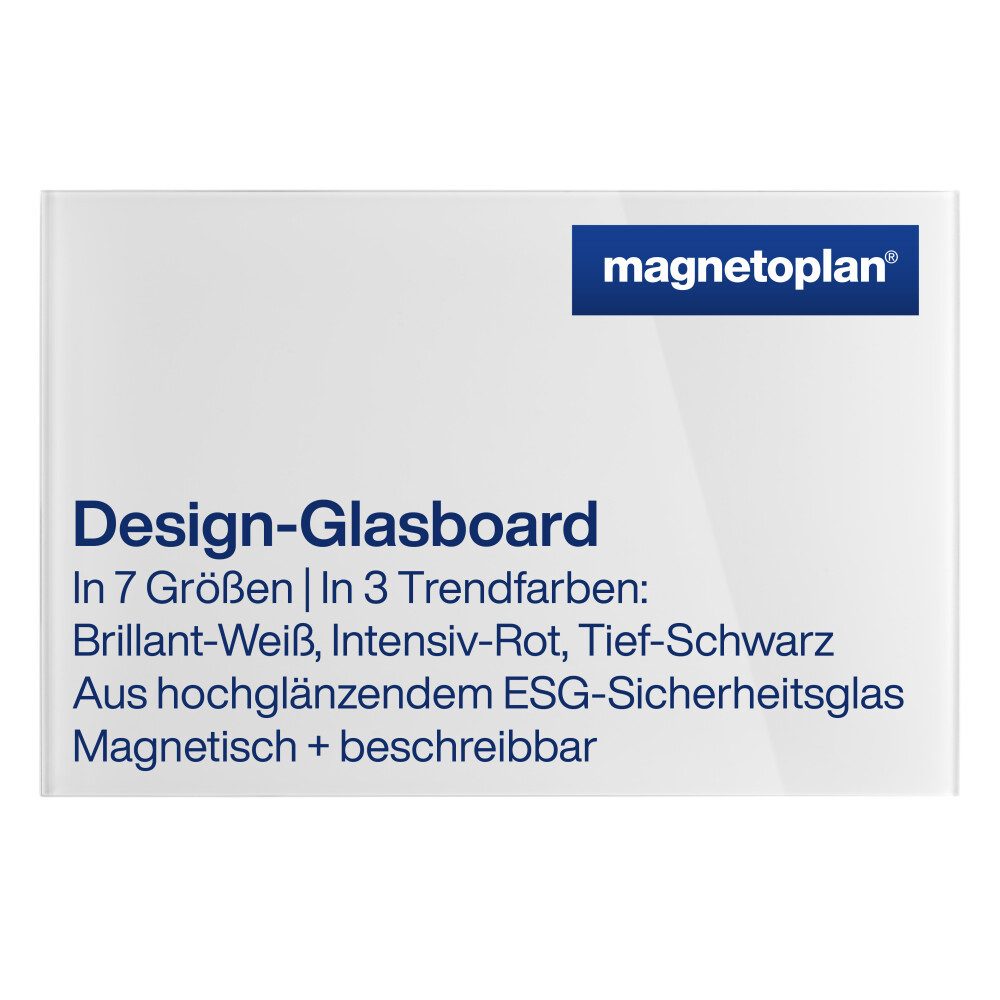 Anzeigetafel Design Glas-Magnettafel - 60x40cm - magnetisch/beschreibbar - Weiß