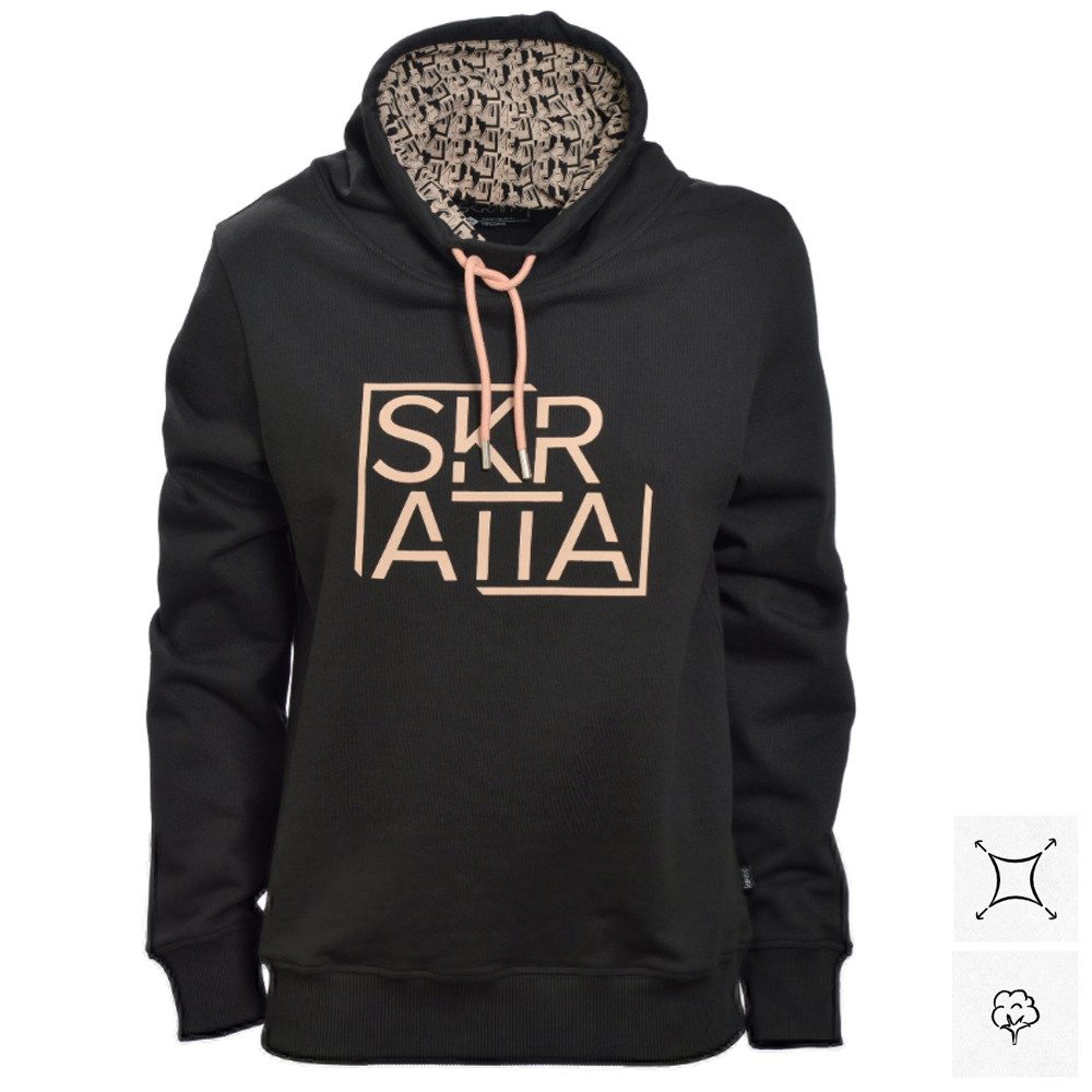 Skratta Langarmshirt Skratta - Kapuzenpullover Maja Damen Hoodie aus Bio-Baumwolle, schwarz