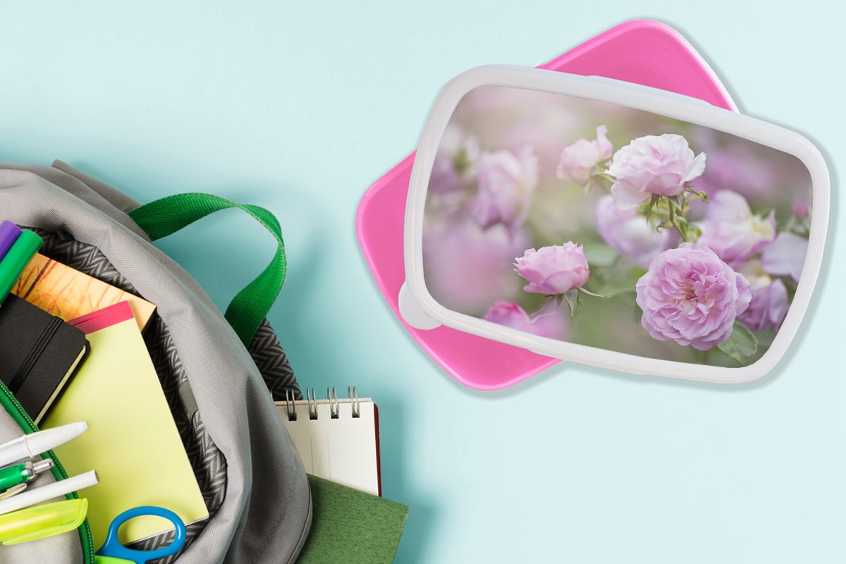 Erwachsene, Rosen von Lunchbox wachsen Mädchen, MuchoWow Kunststoff, Kunststoff Kinder, Natur, für Pflanzen rosa der Brotbox (2-tlg), Brotdose in Snackbox,