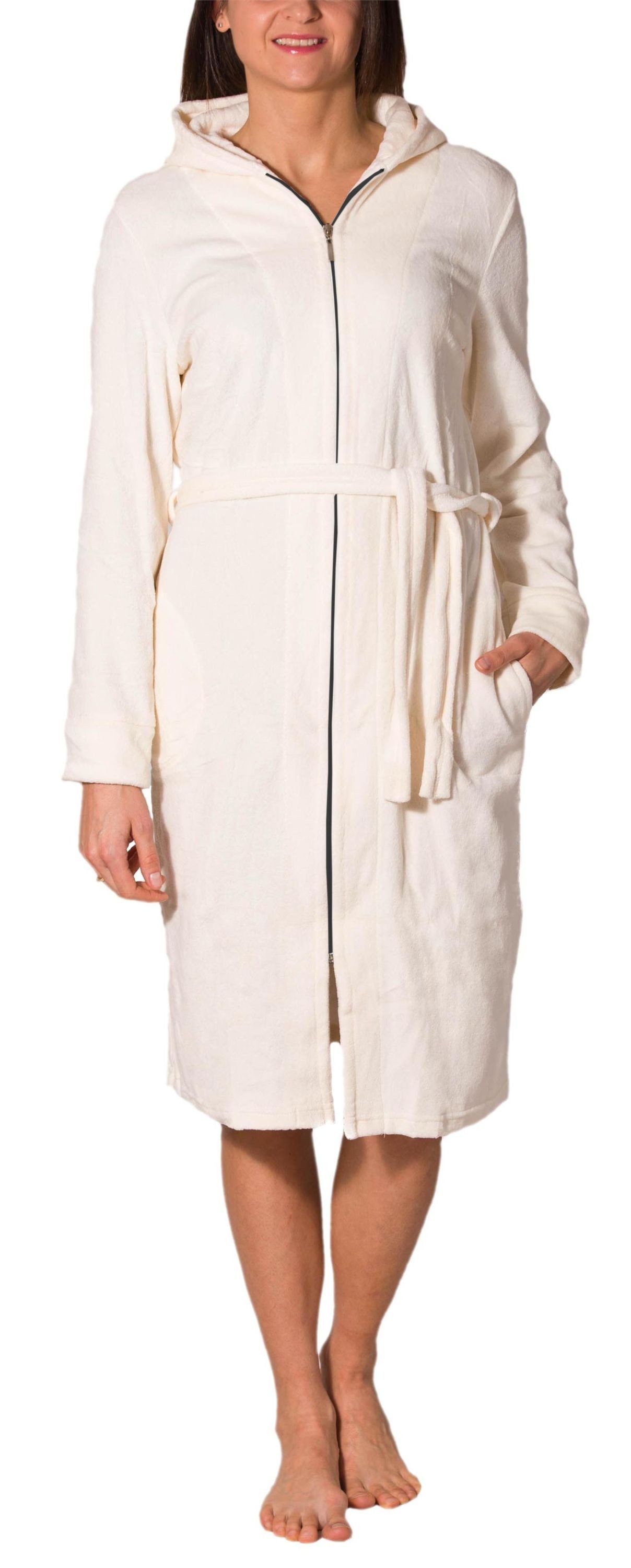 Aquarti Damenbademantel Aquarti Damen Bademantel Morgenmantel mit Reißversc günstig online kaufen