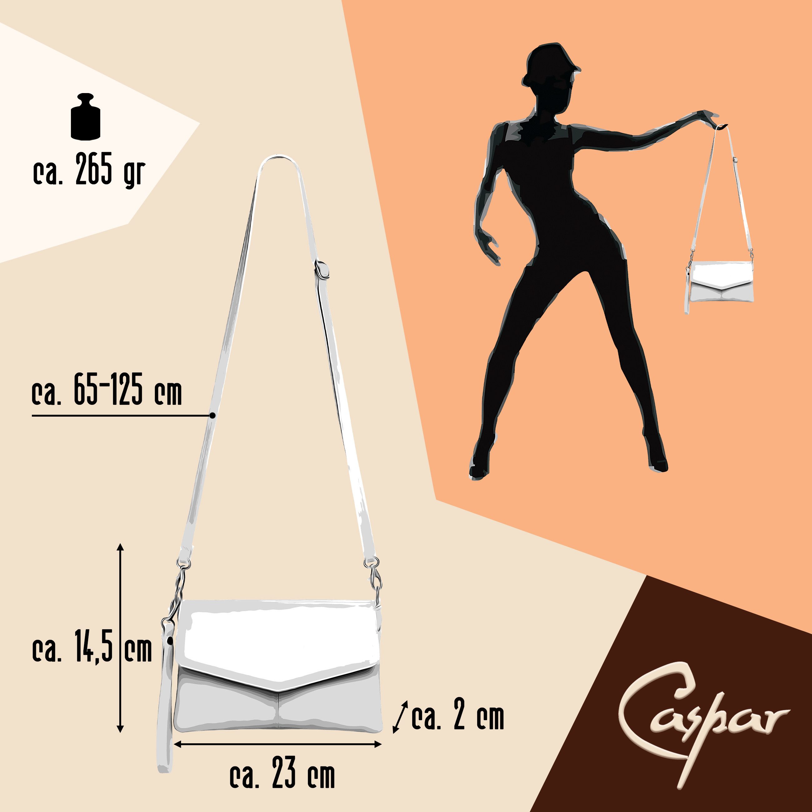 Caspar Clutch Abendtasche Leder Damen Umhängetasche - PREMIUM LINE - Modell No.322, aus 100% gewaschenem Echtleder aus Italien - samtig weich & nachhaltig