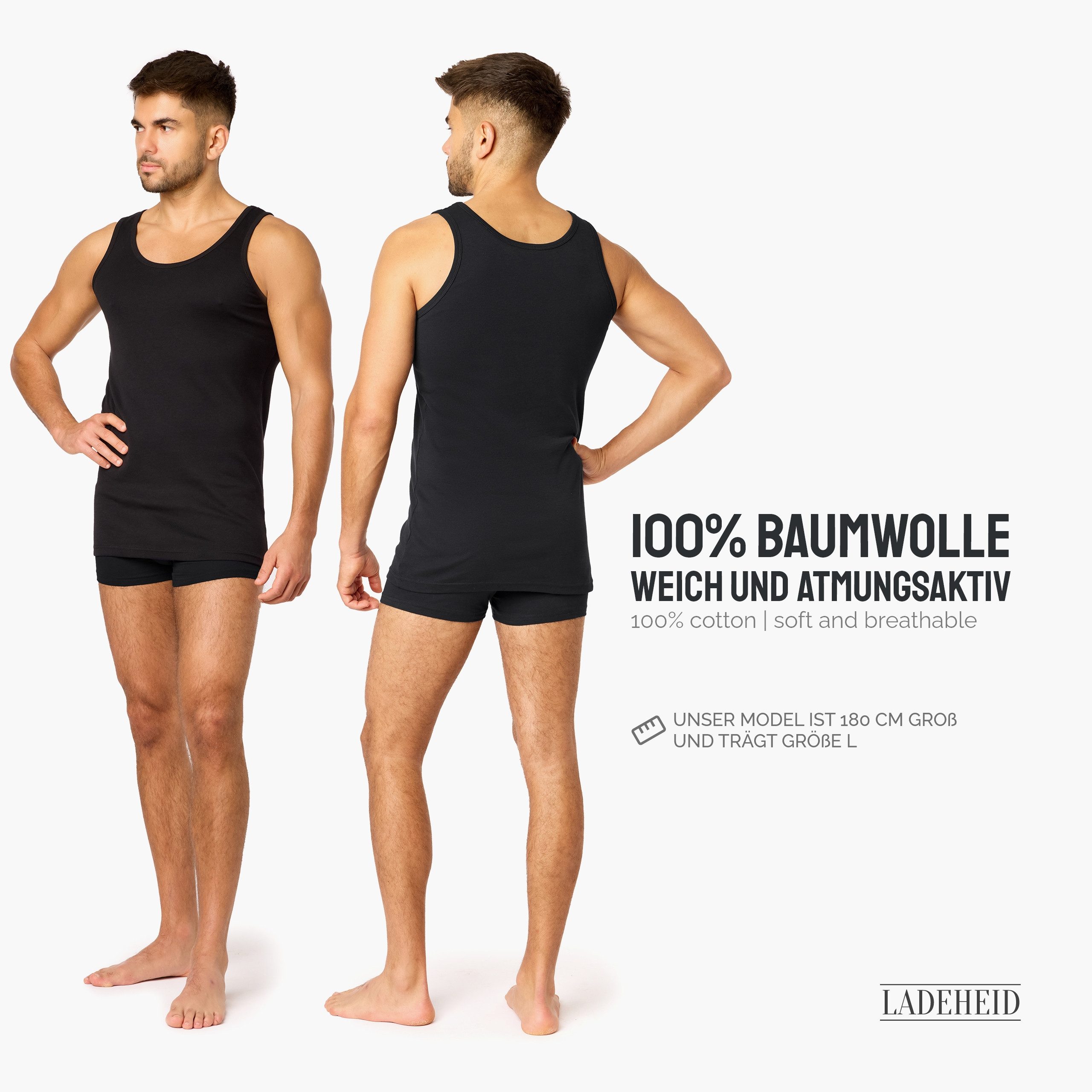 Ladeheid Unterhemd Tanktop Herren Baumwolle Set 3 Stück LA40-258 (Set, 3er-Pack) – Bild 3 von 5