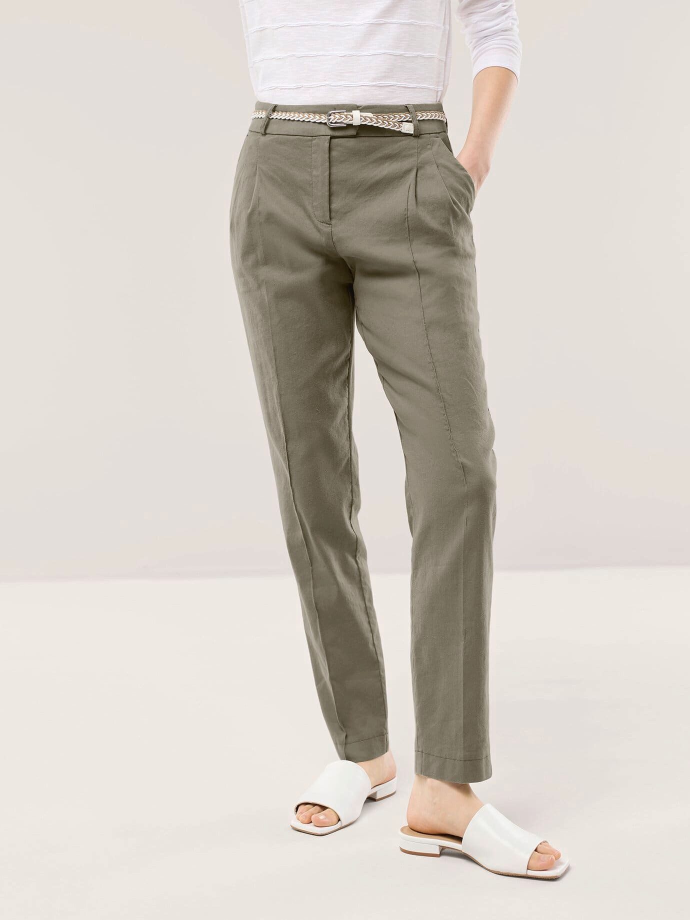 Walbusch Bundfaltenhose Damen Bundfaltenhose Leinenmix Regular Fit, modern, pflegeleicht, Kurzgröße