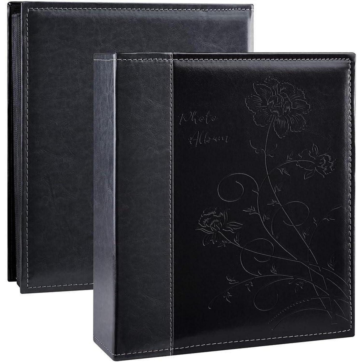 LuxusKollektion Einsteck-Fotoalbum Fotoalbum 400 Fotos 15x10cm Ledereinband Schwarz