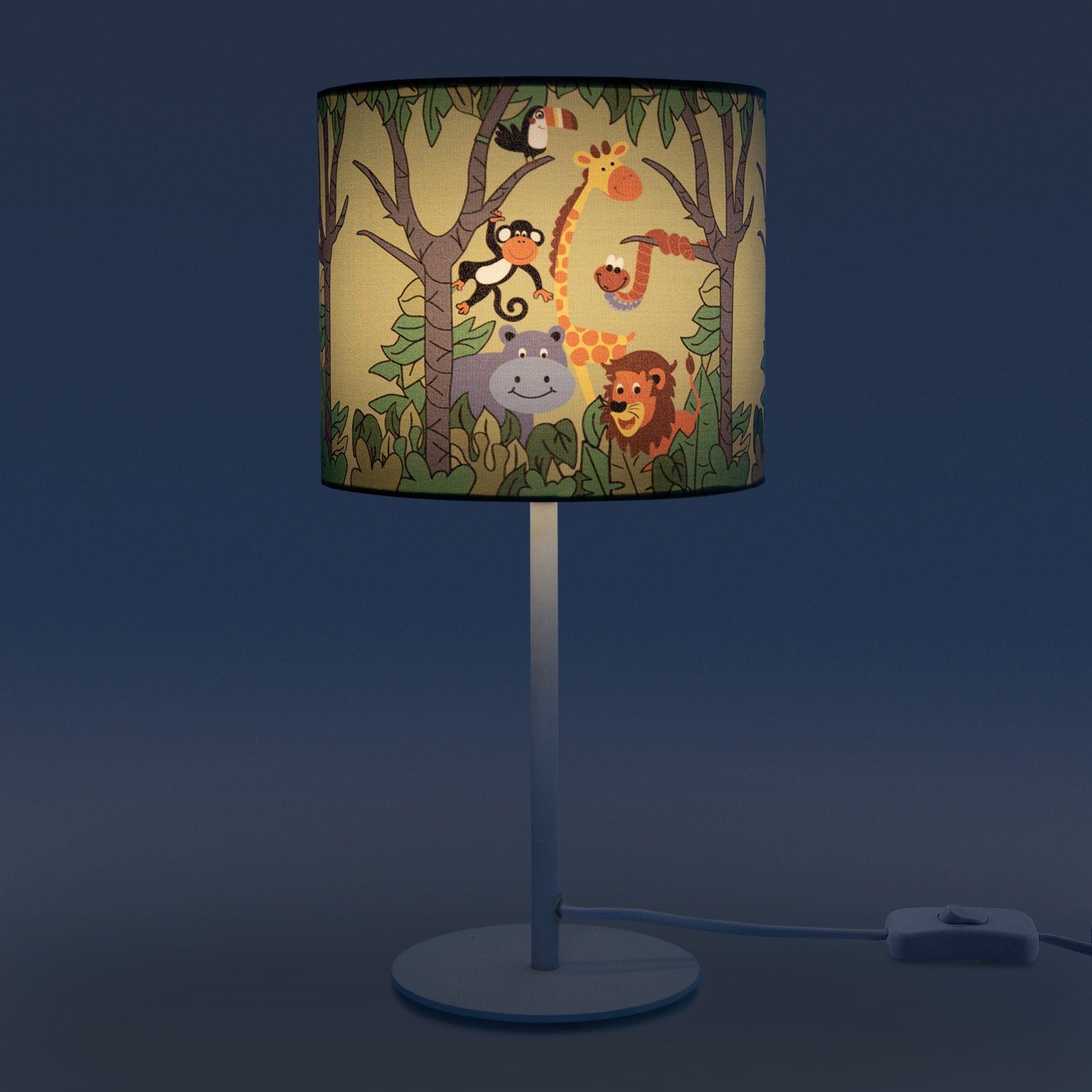 Paco Home Tischleuchte Diamond ohne LED 638, Tischleuchte Dschungel Kinderlampe Leuchtmittel, Tier-Motiv, Kinderzimmer, E14