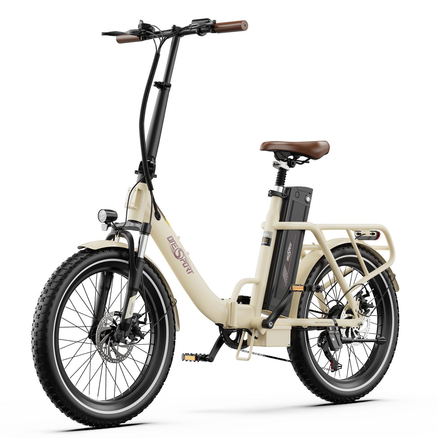 Onesport E-Bike Faltrad OT16-2 klappbares Citybike mit dicken 20 Zoll-Reifen, Retro Pedelec, Shimano, Kettenschaltung, Heckmotor, 816 Wh, (mit Schutzbleche), Elektrofahrrad mit Scheibenbremse und Gepäckträger