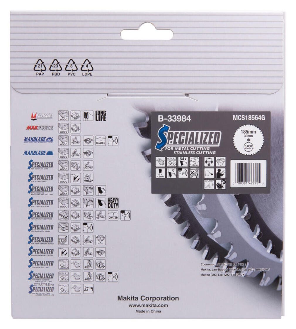 Makita Sägeblatt makita SPECIAL Sägeb185x30x64Z