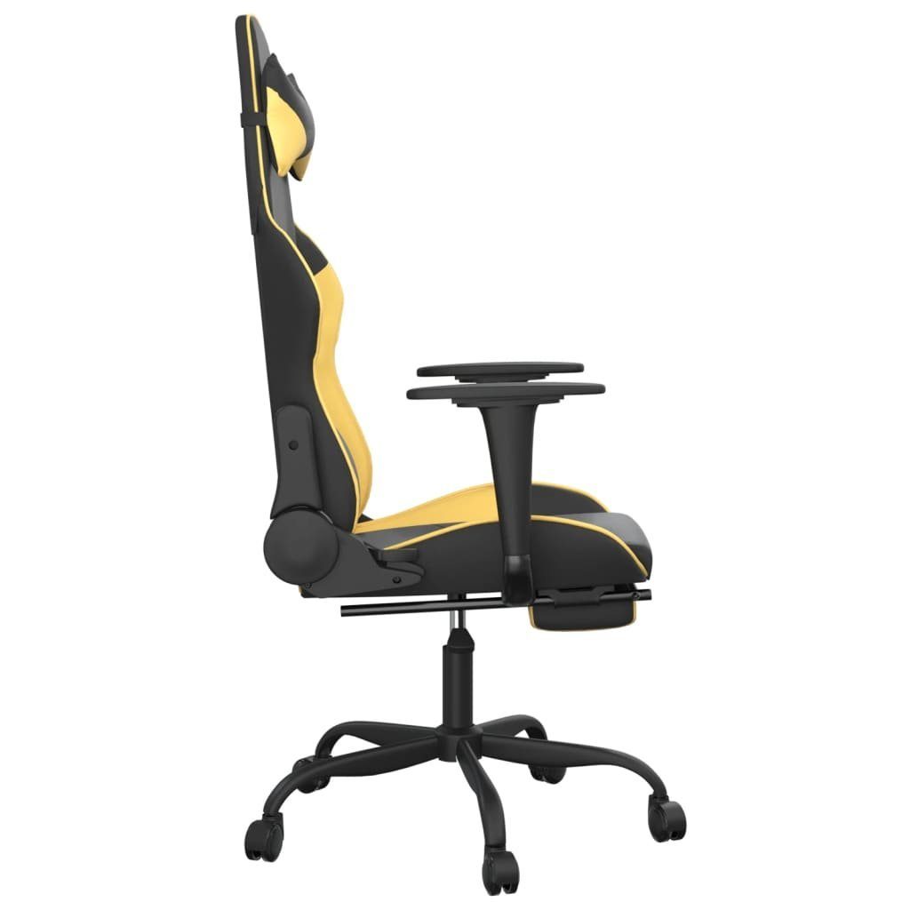 vidaXL und Fußstütze Schwarz Golden Schwarz Golden Gaming-Stuhl (1 | St) Golden Kunstleder Schwarz mit und Gaming-Stuhl und