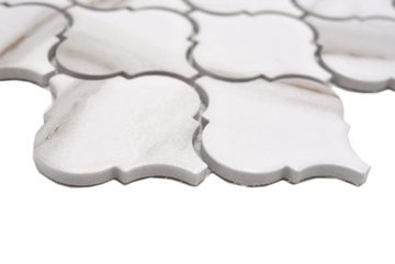 Mosani Mosaikfliesen Keramik Mosaik Florentiner Calacatta Vintage weiß graubraun