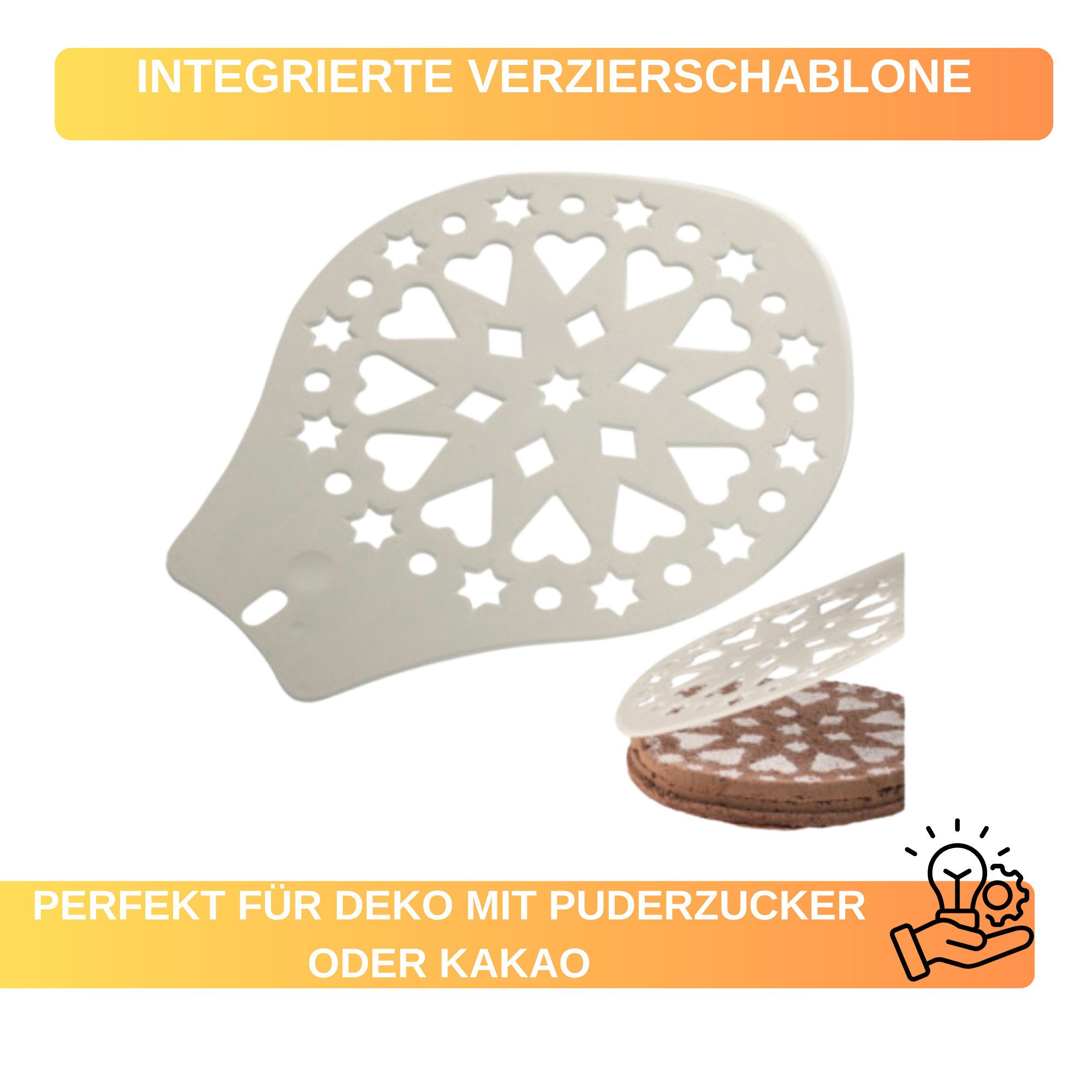 Thiru Tortenheber - Kuchenheber - mit abgeschrägtem Rand & Verzierschablonen