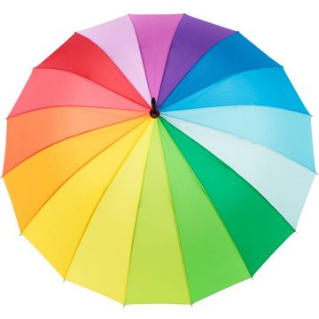 iX-brella Langregenschirm Regenbogen-Schirm 16-teilig extra stabil Automatik, farbenfroh