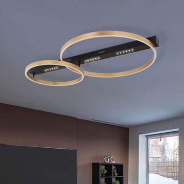 Globo LED Deckenleuchte, LED-Leuchtmittel fest verbaut, Warmweiß, LED Deckenlampe Wohnzimmerleuchte Deckenleuchte schwarz gold 3 Stufen