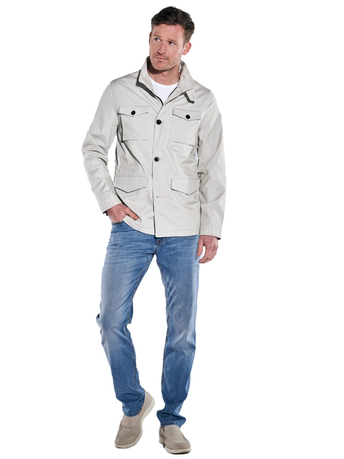 ENGBERS GERMANY Langjacke Herren Jacke im Fieldjacket Design, Naturweiss