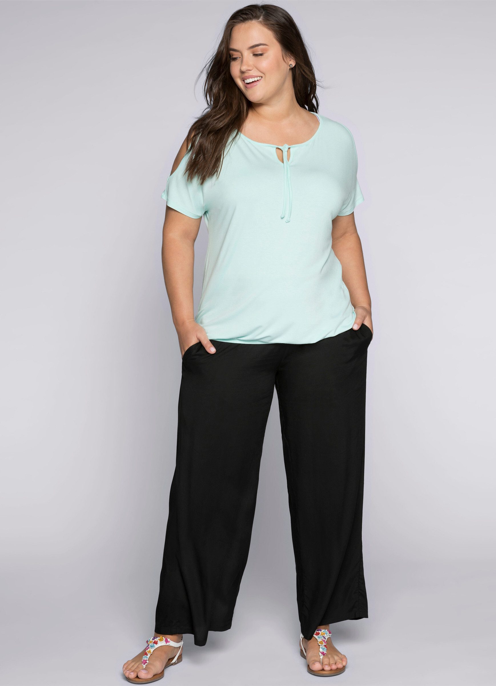 Sheego Jerseyhose Schlupfhose . mit Smokbund und Taschen günstig online kaufen