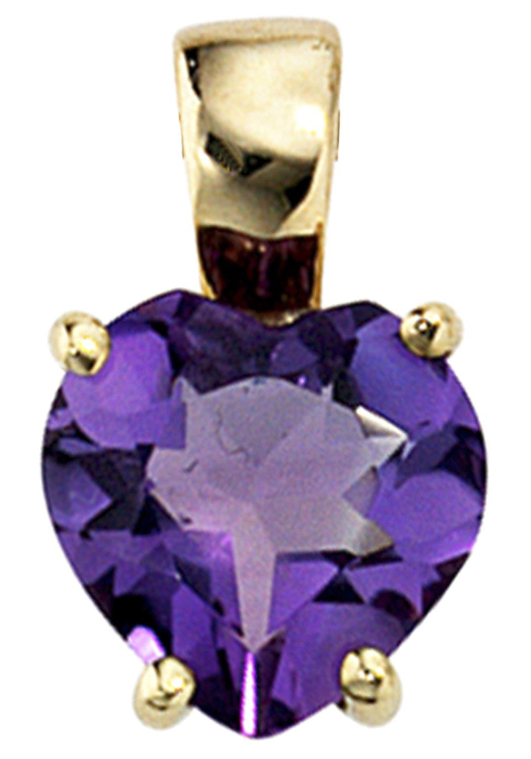 JOBO Herzanhänger Anhänger Herz Amethystanhänger 12 mm, 333 Gold mit Amethyst