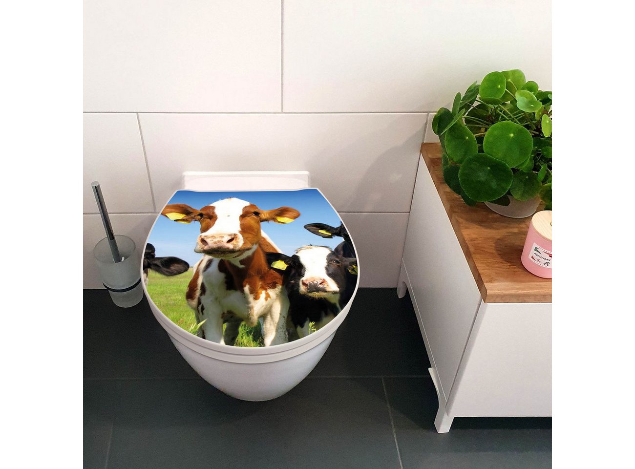 Thumbnail - banjado WC-Sitz Motiv Kühe (umweltfreundliches Material & Take-Off Technologie, Softclose Absenkautomatik), 45 x 38,4 x ...