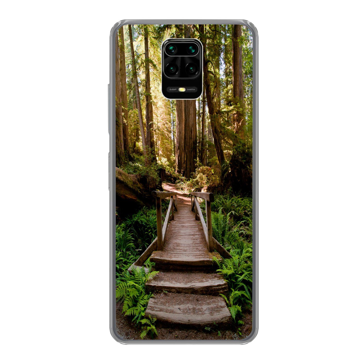 MuchoWow Handyhülle für Xiaomi Redmi Note 9 Pro Dschungel - Natur - Treppe - Bäume, Phone Case, Silikon, Schutzhülle Dünn