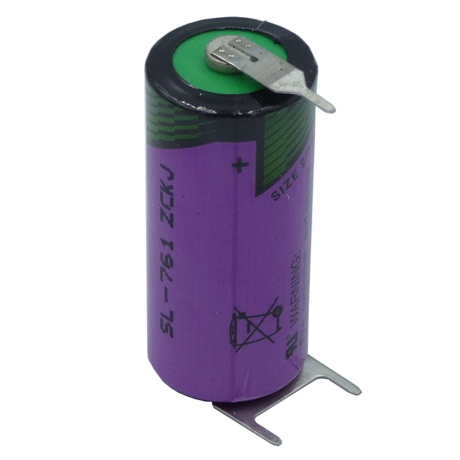 Tadiran Tadiran SL-761/PT 3,6V Lithium 2/3 AA Lithium mit 3er Printanschluss Batterie, (3,6 Volt V)