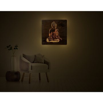 WohndesignPlus LED-Bild LED-Wandbild "Buddha" 62cm x 62cm mit 230V, Religion, DIMMBAR! Viele Größen und verschiedene Dekore sind möglich.