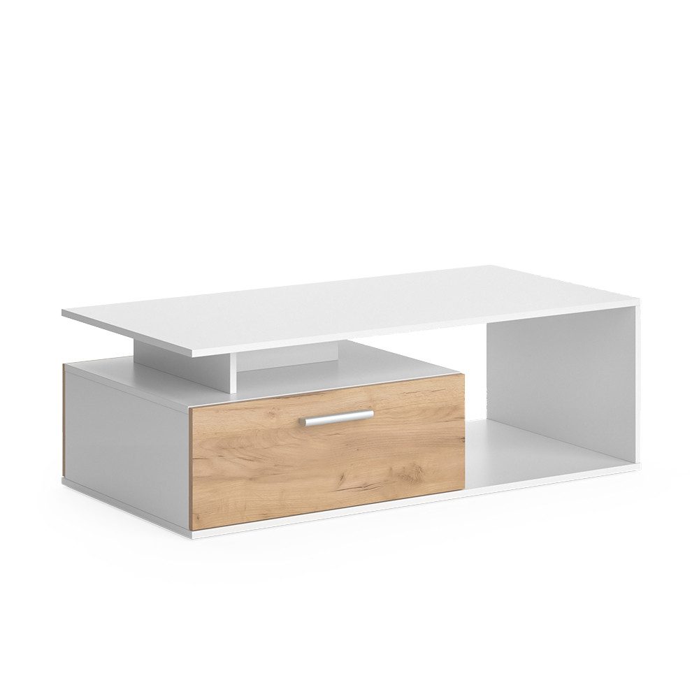 Vicco Couchtisch Roland, Weiß/Goldkraft Eiche, 118 x 59 cm (1-St) günstig online kaufen