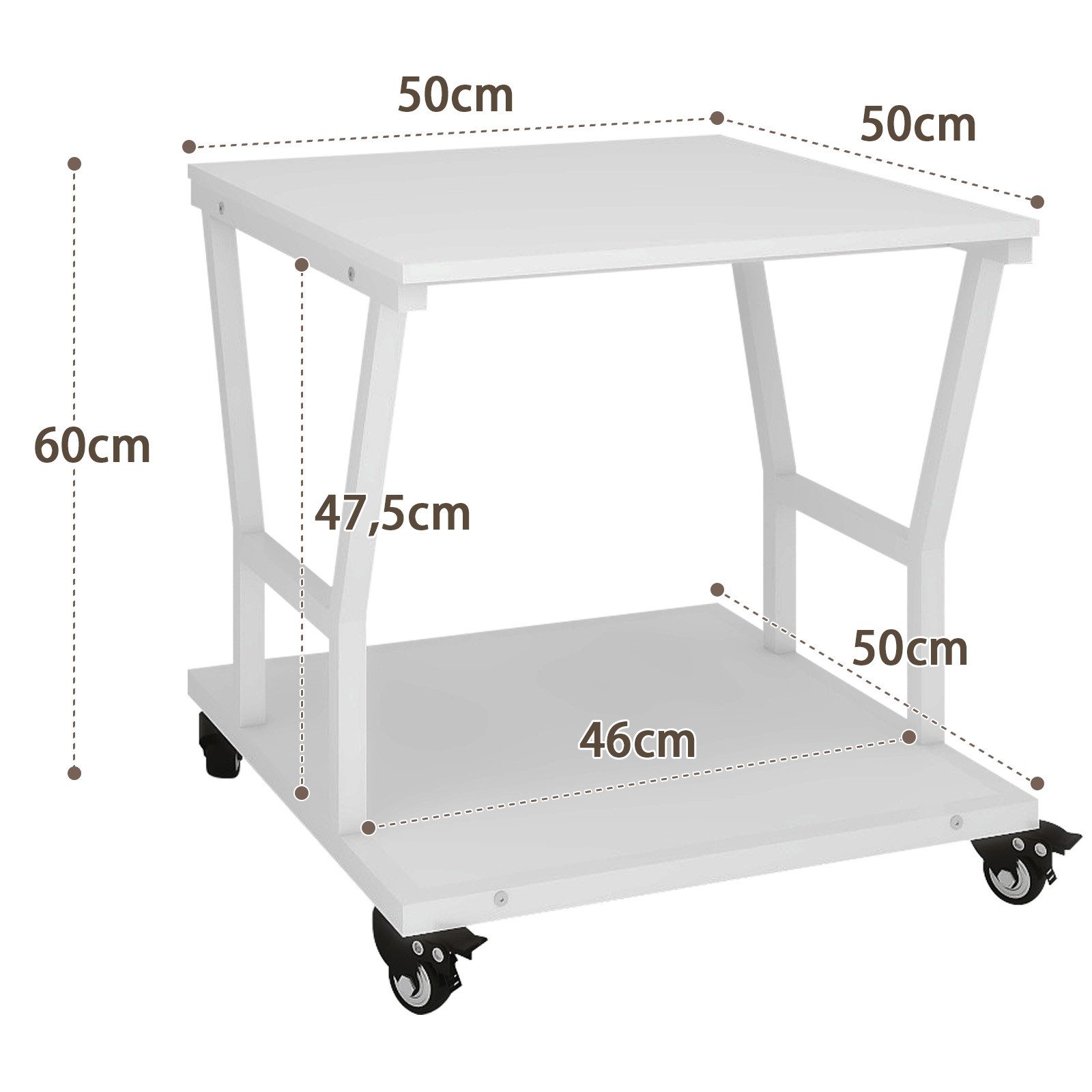 PUNCIA Druckertisch 2 Schichten Heim Büro mit Raddrucker Aufbewahrungshalte günstig online kaufen