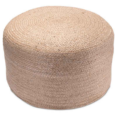 Decorasian Pouf Stilvolles Sitzkissen aus geflochtener Jute, Bequemer Fußhocker im Boho-Stil, Ø 45cm