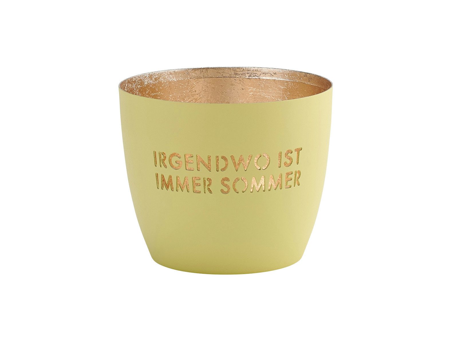Giftcompany Windlicht Madras Windlicht M Irgendwo ist immer Sommer pastellgelb/gold 8,5cm