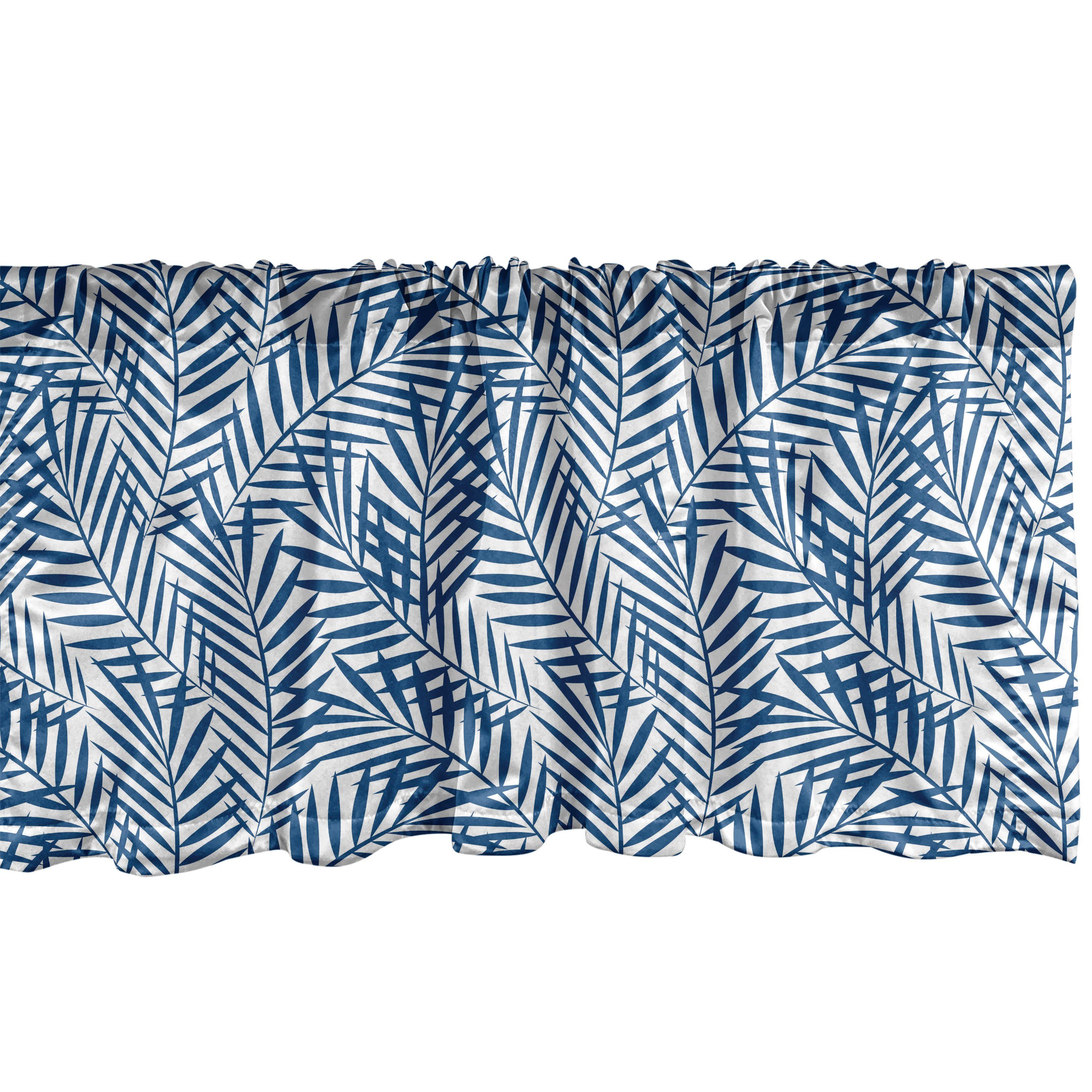 Scheibengardine Vorhang Volant für Küche Schlafzimmer Dekor mit Stangentasche, Abakuhaus, Microfaser, Navy blau Abstrakt Exotische Natur