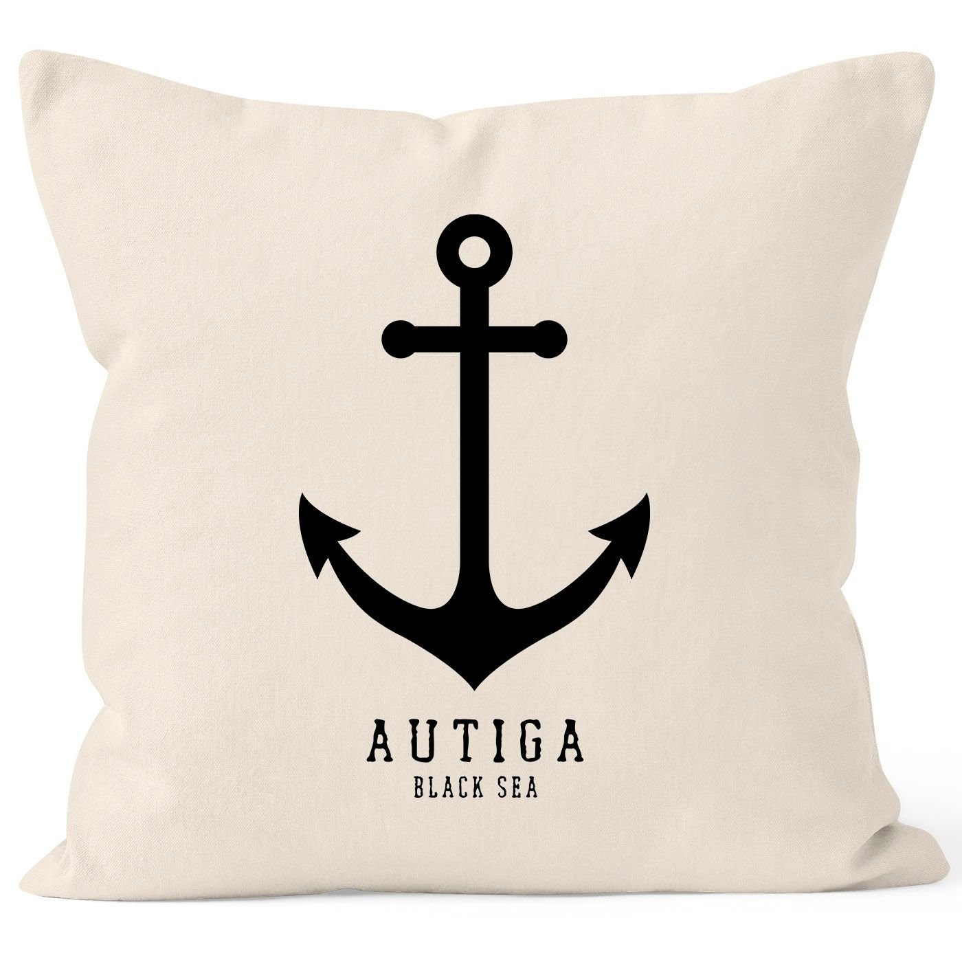 Autiga® natur Sailor Anker Kissenbezug Dekokissen Nautical Segeln Autiga