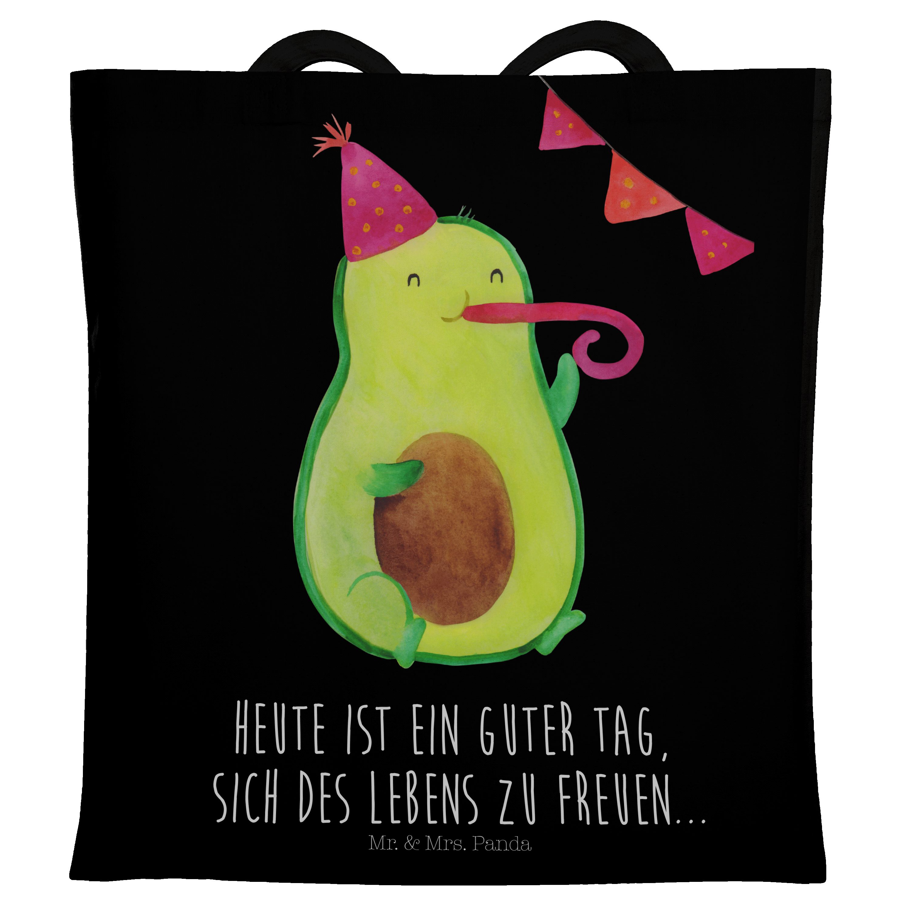 Mr. & Mrs. Panda Tragetasche Avocado Party - Schwarz - Geschenk, Glücklich, Vegan, Bestanden, Beut (1-tlg)