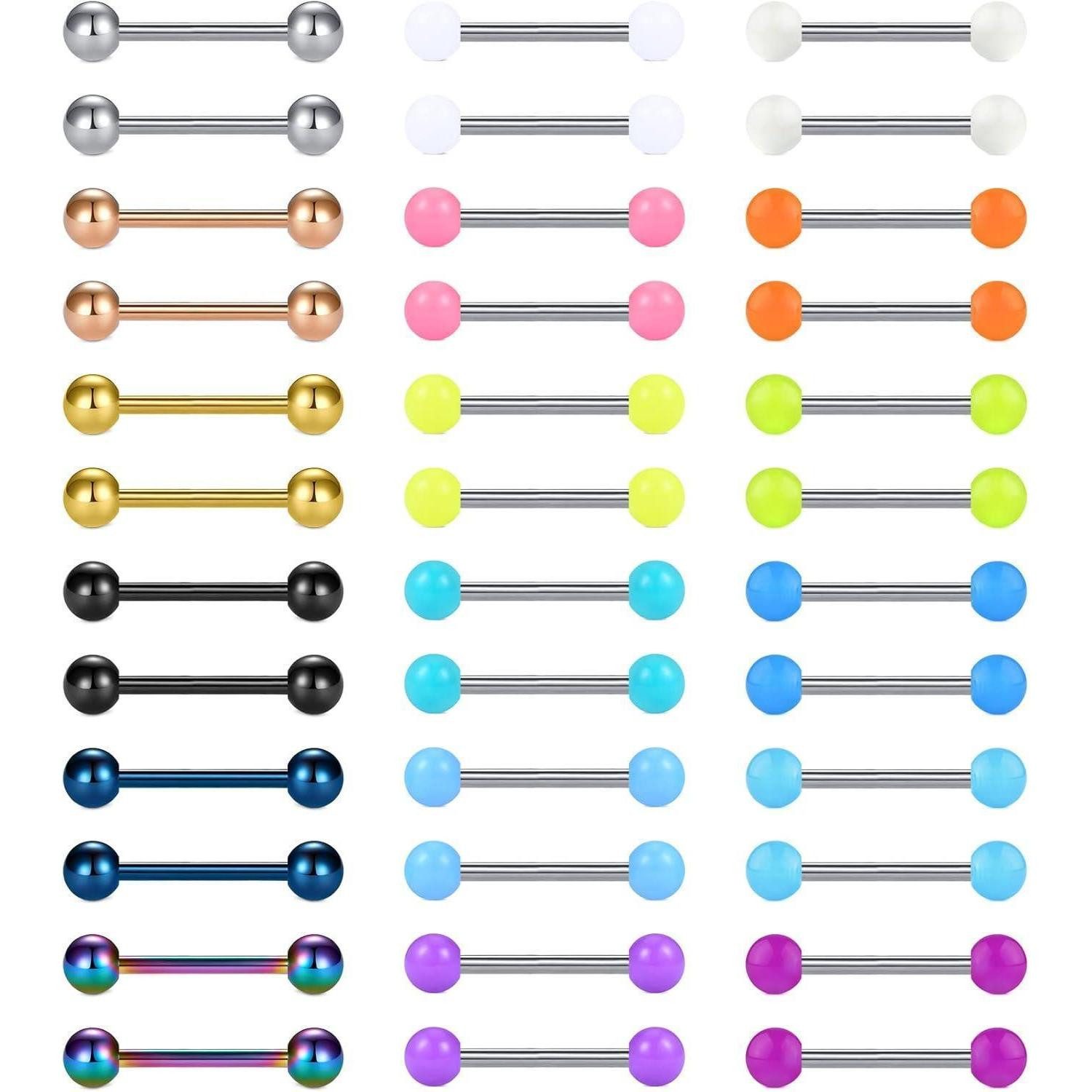 Mayhoop Brustwarzenpiercing-Set Zungenpiercing Brustwarzenpiercing Set 16mm Piercing Schmuck 3 Stil