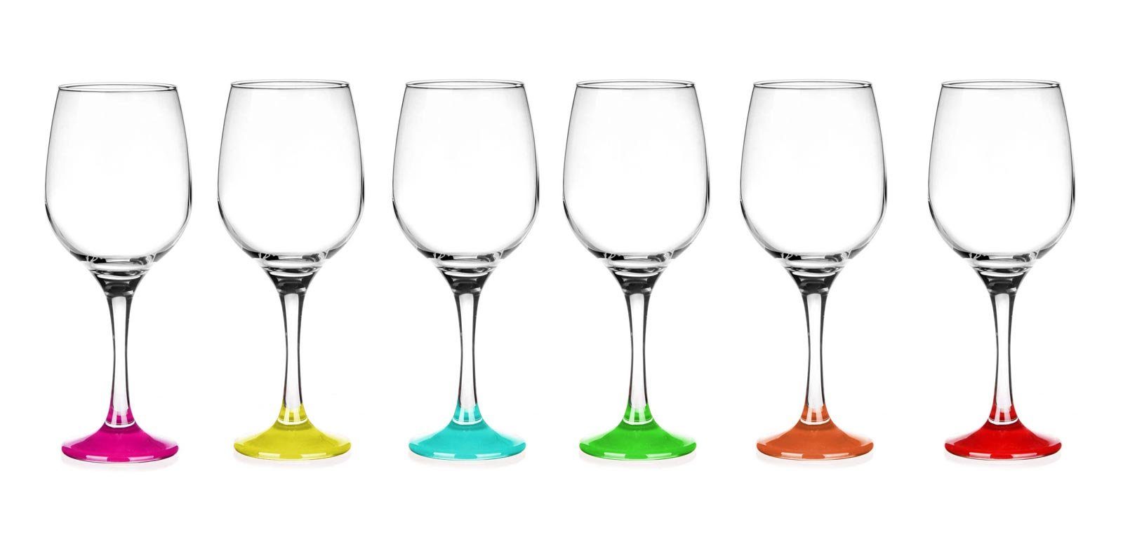 Sendez Weinglas 6 Weingläser 250ml mit bunten Füßen Weißweingläser Rotweingläser, Glas