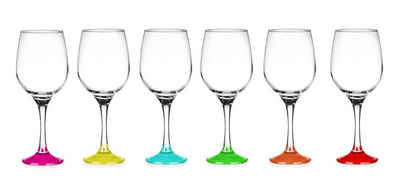 Sendez Weinglas »6 Weingläser 250ml mit bunten Füßen Weinglas Weißweingläser Rotweingläser Weinkelche«, Glas