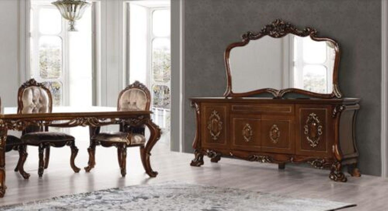 JVmoebel Sideboard, Set Kommode mit Spiegel Gruppe Garnitur Holz Luxus Barock 2tlg.