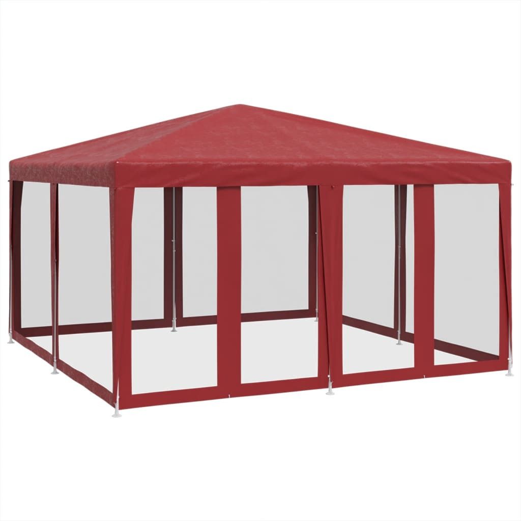 vidaXL Vorzelt 4 x 4 m Partyzelt mit 8 Mesh-Seitenteilen Rot 4x4 m HDPE