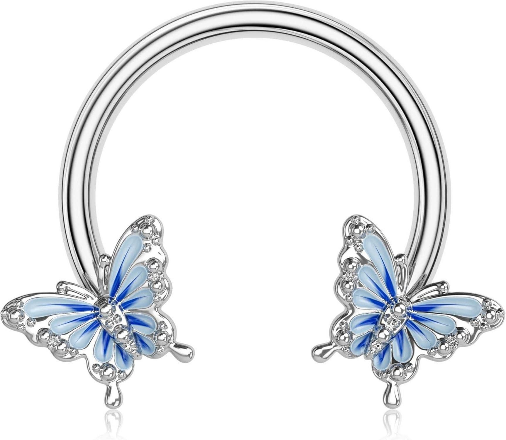 Piercing-Set 16G Daith Septum Clicker Piercing Schmuck Blauer Schmetterling 316L