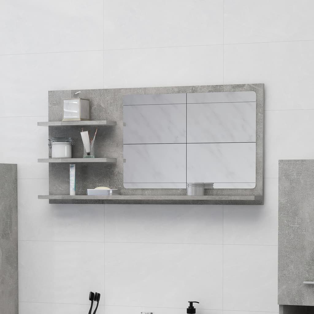 Badspiegel Betongrau Holzwerkstoff (1-St) vidaXL Badezimmerspiegelschrank cm 90x10,5x45