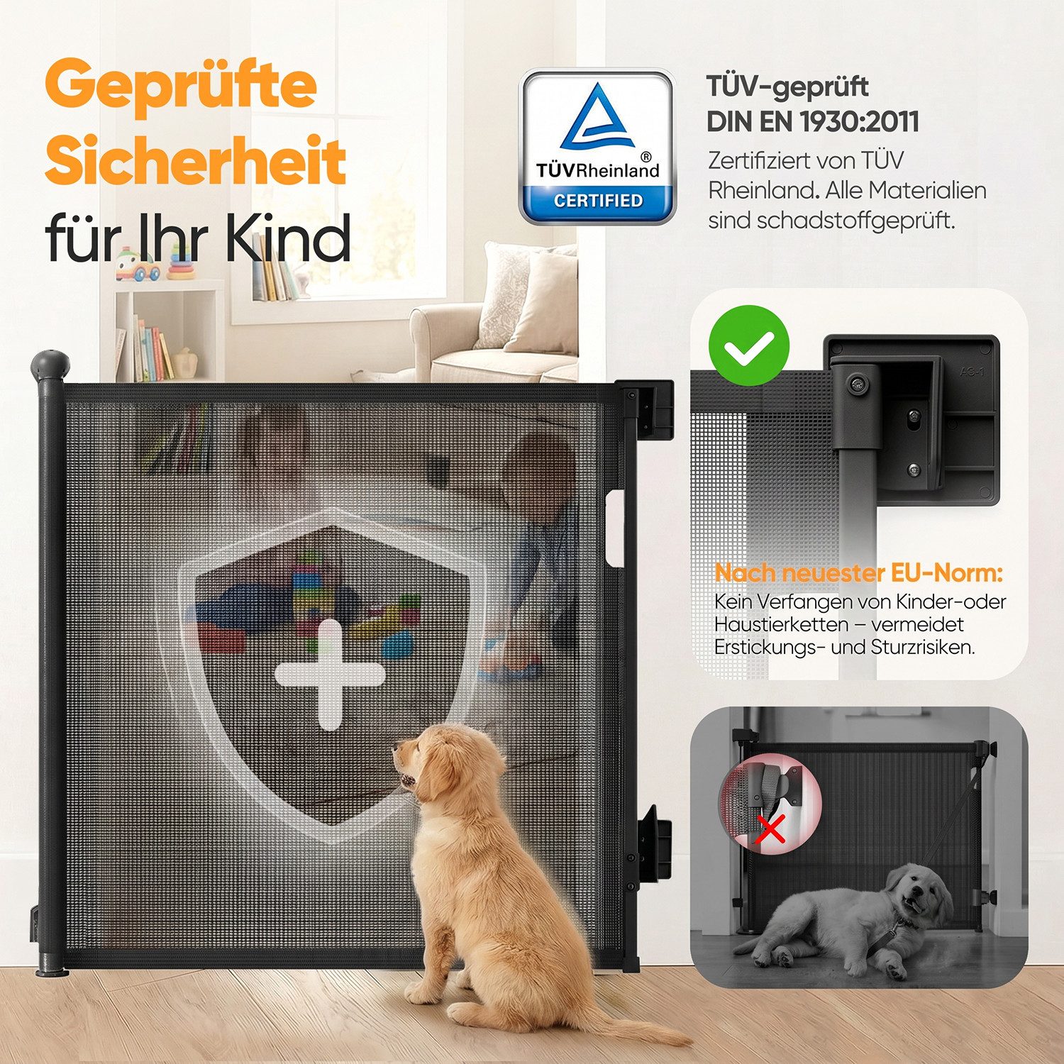 Sekey Treppenschutzgitter Treppenschutzgitter ausziehbar Absperrgitter Hund Kinder Schutzgitter (1 St), 0–150 cm Schwarz, 1 Stück, mit Bohren, geeignet für Innen & Außen