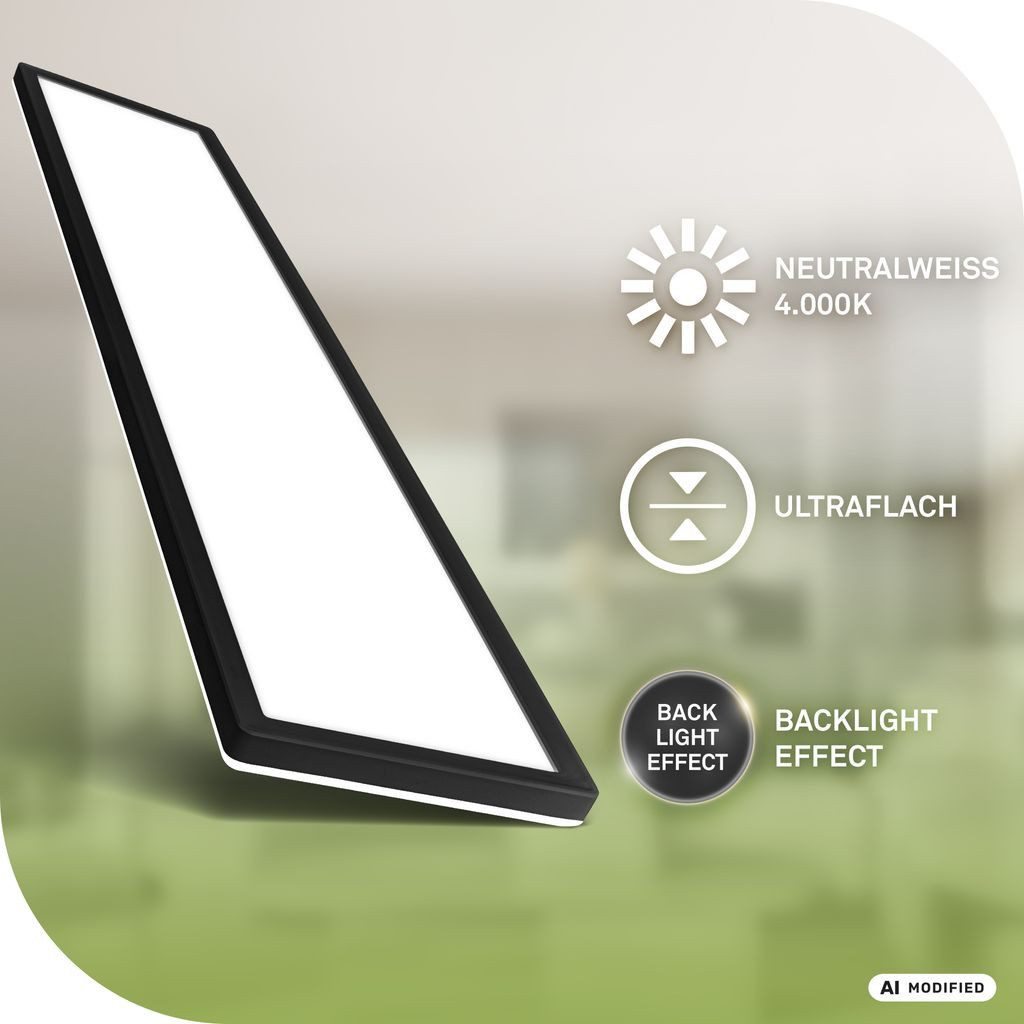 Briloner Leuchten LED Deckenleuchte LED Deckenlampe Indirektes Licht, LED fest integriert, 4000K - Neutralweiß, 98x20x3 cm, Wohnzimmer, Schlafzimmer, Büro