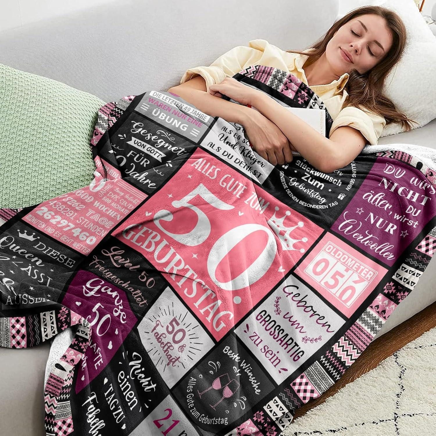 LuxusKollektion Microfaserbettdecke 50. Geburtstag Frauen Deko Geschenk Decke 150x130CM – Bild 2 von 5