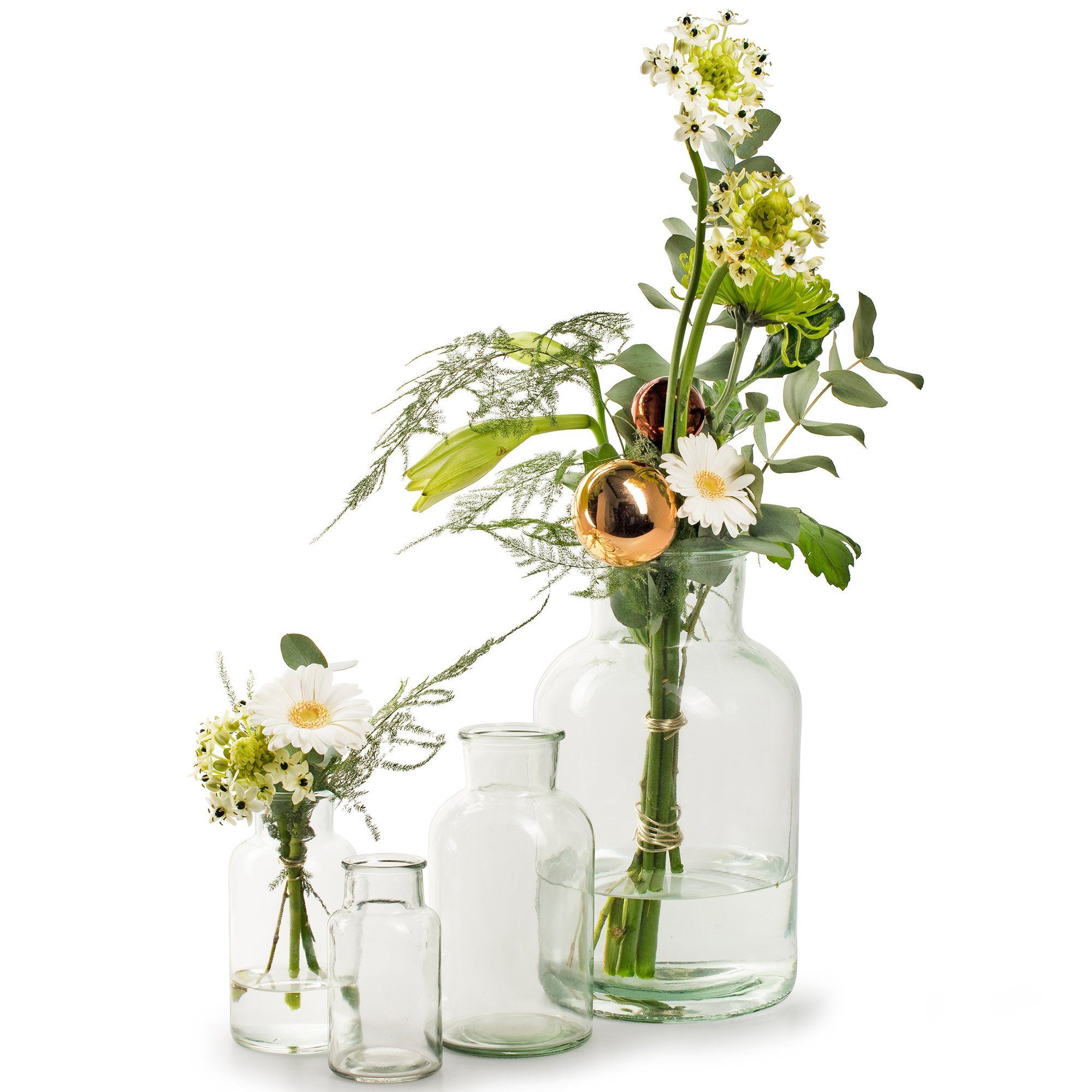 Annastore Dekovase Glasflasche EMMA Apothekerflaschen Glasvase Blumenvase (6 St)